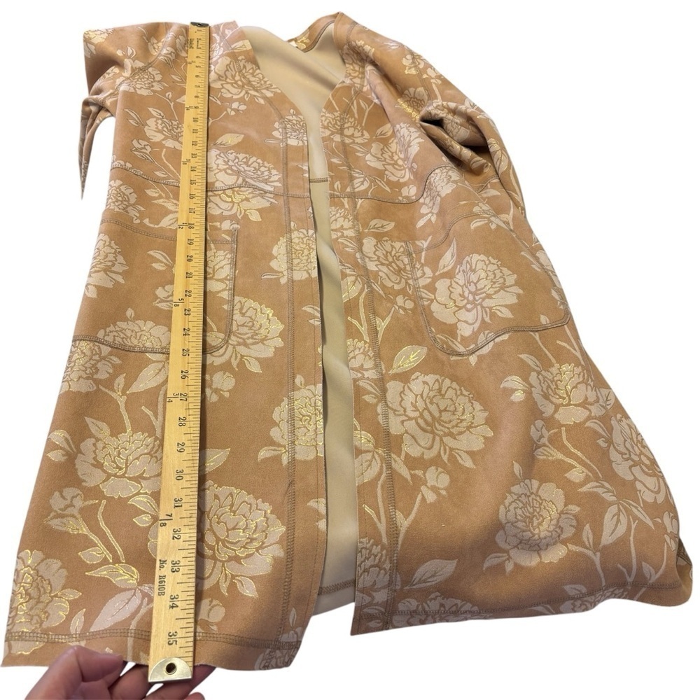 Solitaire Faux Suede Floral Open Duster Cardigan Women’s Size Large - Picture 10 of 13